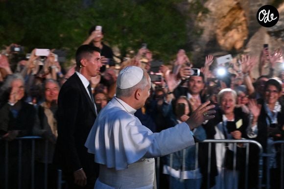 Le pape Leon XIV en visite à la Grotte de Massabielle pour un temps de prière lors de son voyage à Lourdes, le 26 septembre 2026. (Credit Image: © Alessia Giuliani/IPA via ZUMA Press / Bestimage)