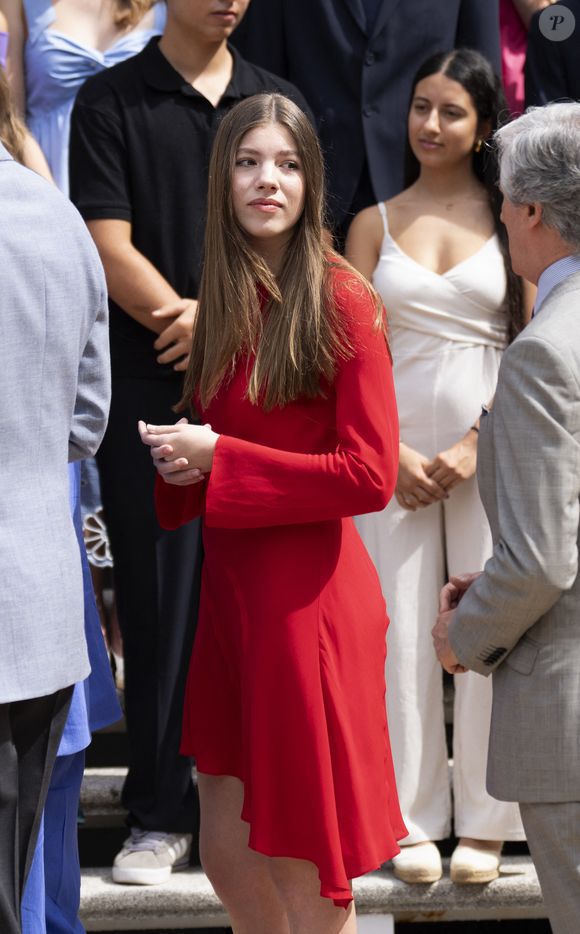 La princesse Sofia - La famille royale d'Espagne lors des audiences au palais Zarzuela à Madrid. Le 17 juillet 2024. © LALO YASKY / BESTIMAGE