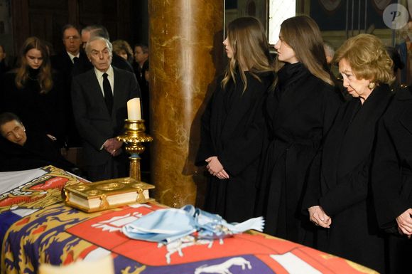 La famille royale d'Espagne assiste au service commémoratif de la princesse Irène de Grèce à la cathédrale orthodoxe grecque Saint-André-et-Saint-Démétrius, à Madrid, Espagne, le 17 janvier 2026. © Pool/Bestimage