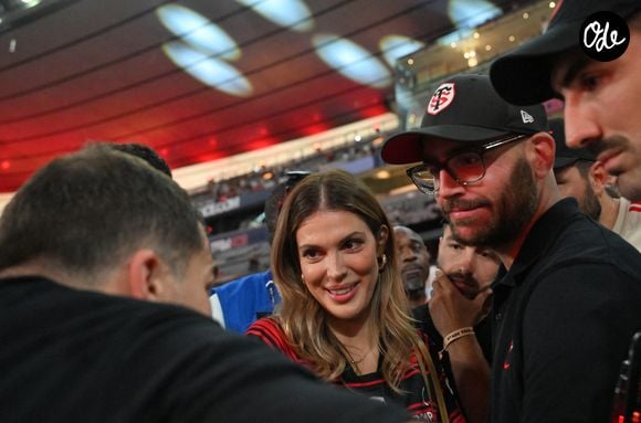 Iris Mittenaere et Antoine Dupont - Victoire des Toulousains en finale du Top 14, face à Montpellier (28 - 20) au stade de France, le 27 juin 2026. 
© Christian Liewig / Bestimage