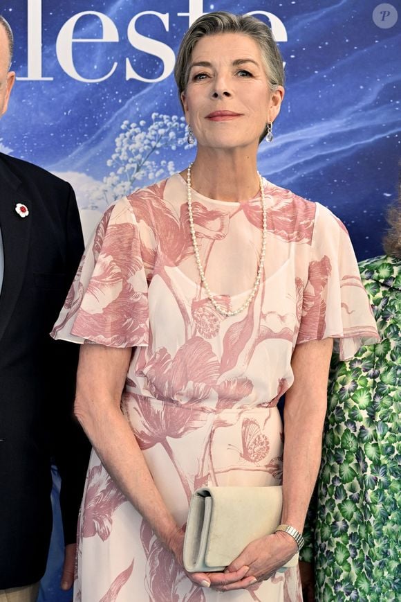 Le prince Albert II de Monaco, la princesse Caroline de Hanovre et Melanie De Massy guidés par la vice présidente du Garden Club Mme Cécilia Casiraghi ont inauguré le 57ème Concours International de Bouquets à Monaco, le 9 mai 2025. © Bruno Bebert/Bestimage