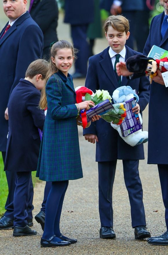 Prince Louis, Princesse Charlotte, Prince George - La famille royale britannique se rend à la messe de Noël à Sandringham le 25 décembre 2024.