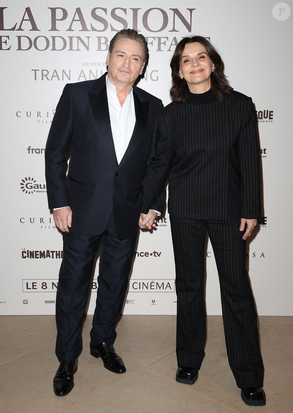 Juliette Binoche et Benoît Magimel à l'avant-première du film La Passion de Dodin Bouffant à la cinémathèque à Paris le 6 novembre 2023. Crédit Coadic Guirec / Bestimage