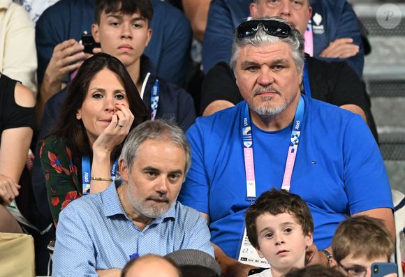 David Douillet et Vanessa Carrara aux Jeux Olympiques de Paris 2024 à l'Arena Paris Sud à Paris, le 7 août 2024. 

Photo : Jacovides-Perusseau / Bestimage