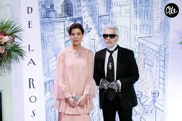 La Princesse Caroline de Hanovre et Karl Lagerfeld - 64ème Bal de la Rose sur le thème de Manhattan, imaginé par K.Lagerfeld, au profit de la Fondation Princesse Grace, dans la Salle des Etoiles au Sporting Monte Carlo à Monaco. Le 24 mars 2018
© Pierre Villard / Palais Princier / SBM via Bestimage