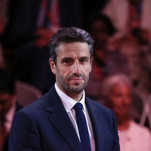 A la veille de la cérémonie d’ouverture des Jeux Olympiques et Paralympiques de Paris 2024, Tony ESTANGUET, Président de Paris 2024 participe au Sommet « Sport pour le Développement durable », au musée du Louvre, à Paris, France le 25 juillet 2024. © Stéphane Lemouton/Bestimage