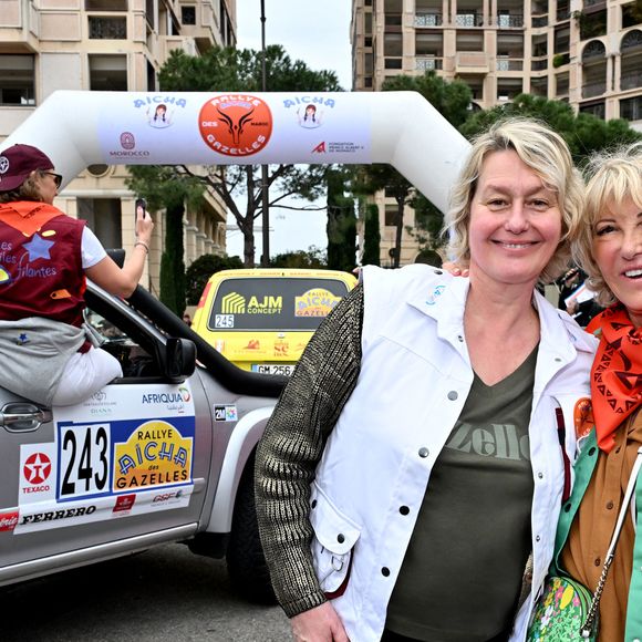 Le prince Albert II de Monaco a donné le départ de la 34eme édition du Rallye des Gazelles, depuis le chapiteau de Fonvieille à Monaco, en compagnie de Dominique Serra, la fondatrice et présidente du Rallye, de la marraine de coeur pour 2025, Luana Belmondo, Nadia Fettah Alaoui, la ministre de l'Economie et des Finances du Royaume du Maroc, du président du Conseil National Monégasque, Thomas Brezzo, et des personnalités du gouvernement, le 12 avril 2025© Bruno Bebert / Bestimage