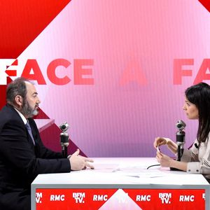 Francois Braun est interviewé par Apolline de Malherbe sur RMC/BFMTV à Paris, France, le 3 avril 2023 Photo Alain Apaydin/ABACAPRESS.COM