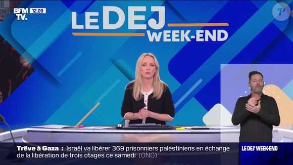 Anne Seften effectue ses premiers pas sur l'antenne de BFMTV le samedi 15 février 2025, après avoir été congédiée de LCI.
Crédit : BFMTV