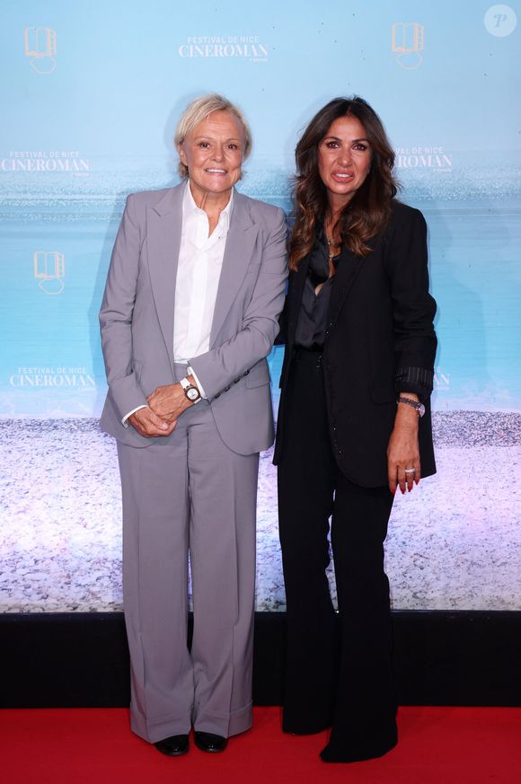 Muriel Robin et Nathalie Benoin - Tapis rouge lors de la 7ème édition du festival Cinéroman à Nice le 1er Octobre 2025. © Bebert-Jacovides/Bestimage