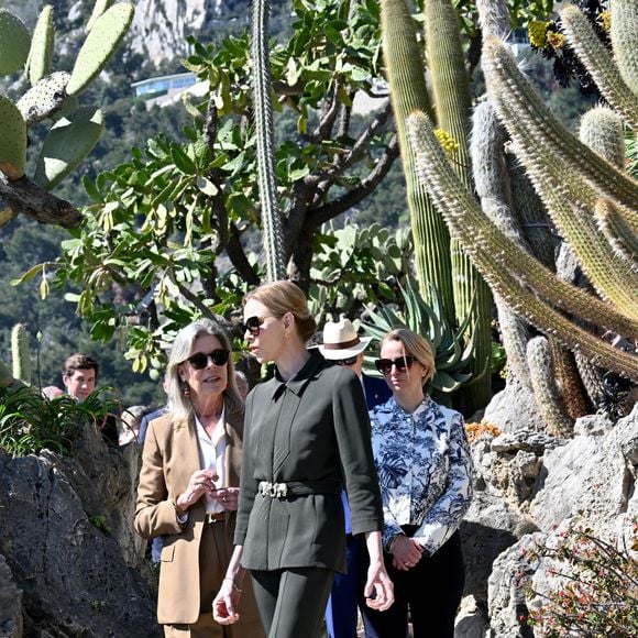 Le prince Albert II de Monaco, sa femme la princesse Charlene et la princesse Caroline de Hanovre ont pu découvrir les travaux d'aménagements réalisés pendant 5 ans au jardin exotique de Monaco avant son ouverture au public le 30 mars.© Bruno Bebert / Bestimage