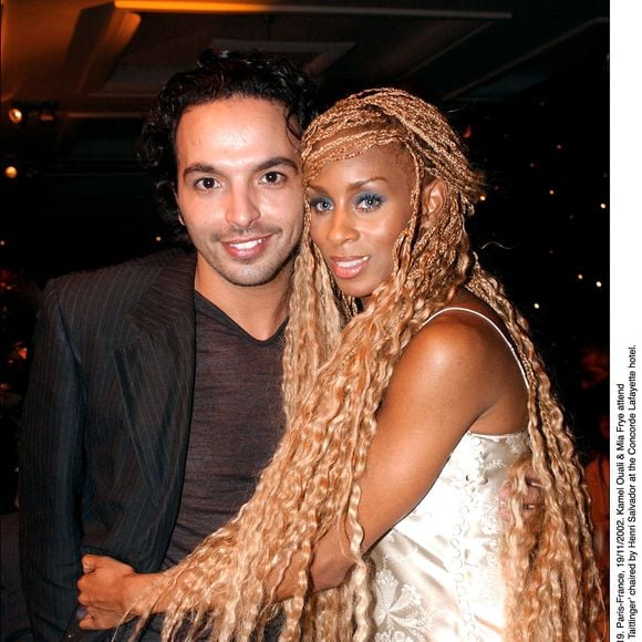 © Giancarlo Gorassini/ABACA. 40015-19. Paris-France, 19/11/2002. Kamel Ouali et Mia Frye assistent à la 36ème édition du Prix Culinaire International ïPierre Taittinger présidé par Henri Salvador à l'hôtel Concorde Lafayette.