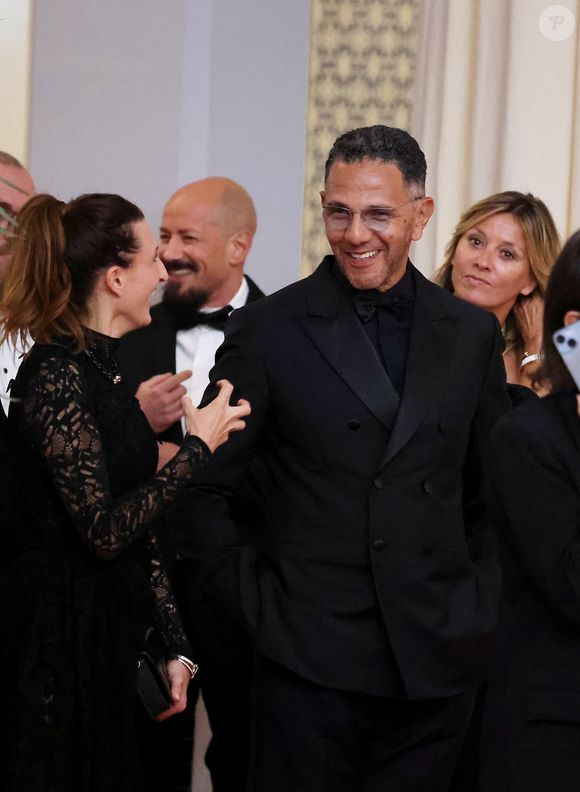 Camille Cottin, Roschdy Zem, Sarah Poniatowski au photocall de la soirée d'anniversaire pour les 20 ans du Festival International du Film de Marrakech, Maroc, le 25 novembre 2023. © Dominique Jacovides/Bestimage