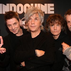 Marc Eliard, Boris Jardel, Nicola Sirkis, Ludwig Dahlberg, Olivier Gérard - Le groupe Indochine lors de la projection du film "Indochine, Central Tour au Cinéma" au cinéma Pathé d'Ivry-sur-Seine. Le 17 novembre 2022. © Veeren / Bestimage