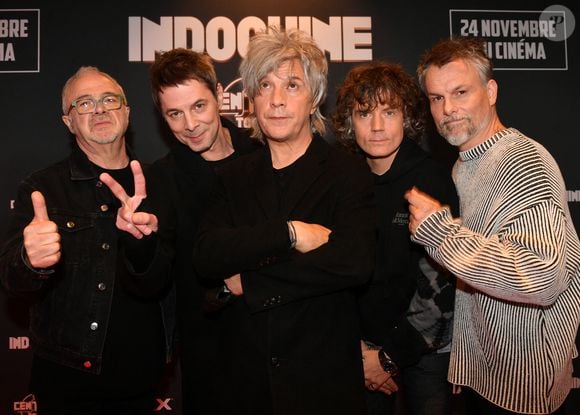 Marc Eliard, Boris Jardel, Nicola Sirkis, Ludwig Dahlberg, Olivier Gérard - Le groupe Indochine lors de la projection du film "Indochine, Central Tour au Cinéma" au cinéma Pathé d'Ivry-sur-Seine. Le 17 novembre 2022. © Veeren / Bestimage