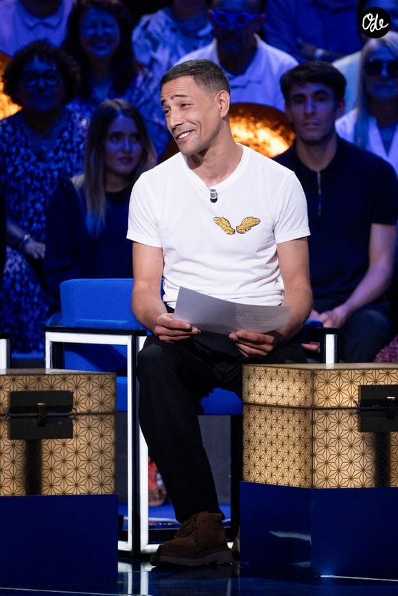 Exclusif - Steevy Boulay lors de l'enregistrement de l'émission "La Boîte à secrets", présentée par F.Bollaert et diffusée le 16 octobre sur France 3, à Paris, France, le 29 septembre 2026. © Cyril Moreau/Bestimage