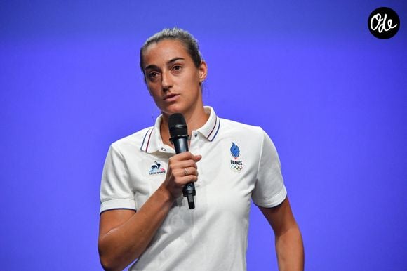 Caroline Garcia - Conférence de presse de l'équipe de France de tennis au Club France porte de la Villette Paris durant les Jeux Olympiques de Paris.
Crédit : Alexandre Fay / PixPlanete / Bestimage
