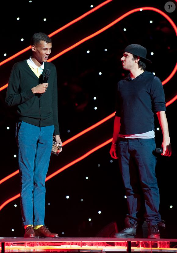 Stromae et Orelsan à l'Olympia de Paris le 25 novembre 2013.