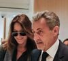 Nicolas Sarkozy et sa femme Carla Bruni - Dernier jour du procès du financement libyen de Sarkozy: ses avocats de l’ancien président vont plaider la relaxe, au tribunal de Paris, France, le 8 avril 2025. © Christophe Clovis/Bestimage