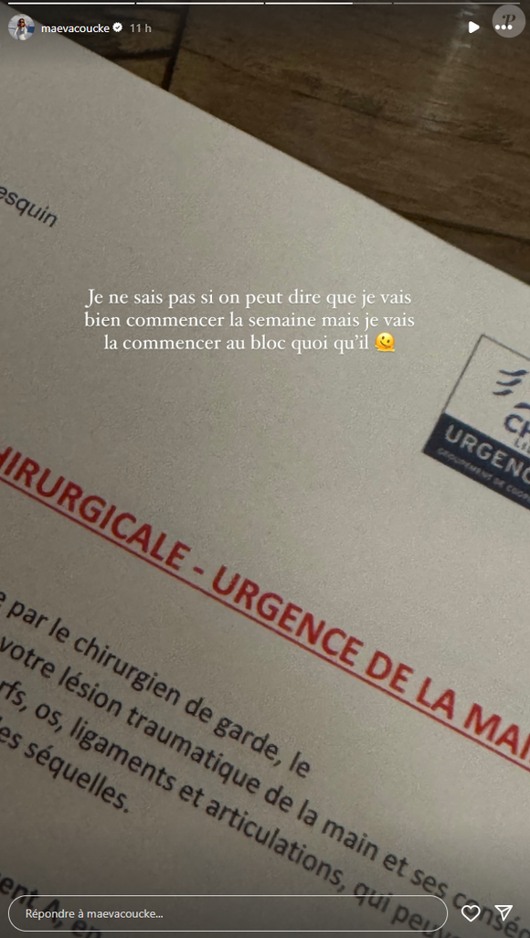 Sur Instagram, elle révèle être aux urgences.

Maeva Coucke, ancienne Miss France, passe sa journée aux urgences.