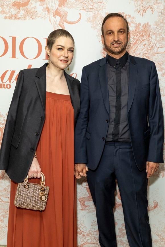 Exclusif -  Emilie Dequenne et son mari Michel Ferracci - Photocall du dîner Dior Madame Figaro à la "Terrasse by Albane" sur le rooftop de l'hôtel JW Marriott lors du 77ème Festival International du Film de Cannes le 15 mai 2024. © Olivier Borde/Bestimage