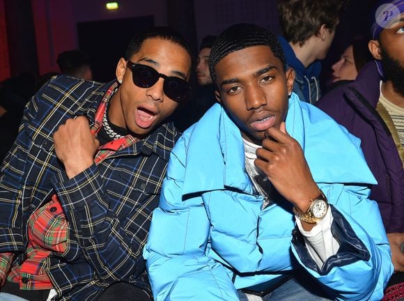 Corde Broadus ( fils de Snoop Dogg) et Christian Combs ( fils de Sean Combs Puff Daddy ( Sean Combs, P.Diddy)) - Défilé de mode "Off-White", collection prêt-à-porter automne-hiver 2018/2019, au pavillon Cambon à Paris le 1er mars 2018. © CVS-Veeren/Bestimage