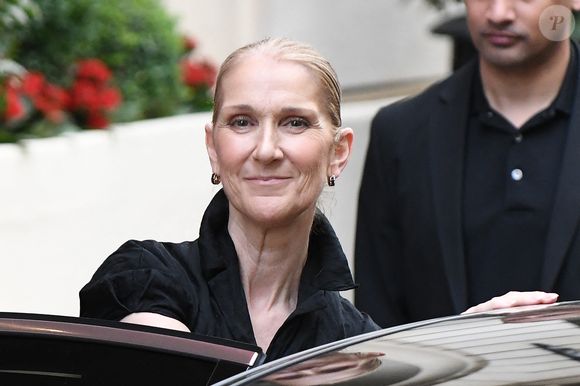Céline Dion à la sortie de l'hôtel Royal Monceau à Paris avant l'ouverture des Jeux Olympiques (JO) de Paris 2024, à Paris, France. © BestImage
