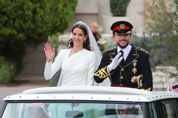 Le prince héritier de Jordanie Al Hussein bin Abdullah II et son épouse Rajwa al Saif quittent le palais de Zahran à Amman, Jordanie, le 1er juin 2023. © Balkis Press/ABACAPRESS.COM