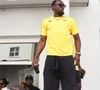 Cette fois, il ne s’agit toutefois pas de rejoindre un club professionnel :

Usain Bolt à Londres, Royaume-Uni, le 25 août 2025. Photo : Lensi Photography/Splash News/ABACAPRESS.COM