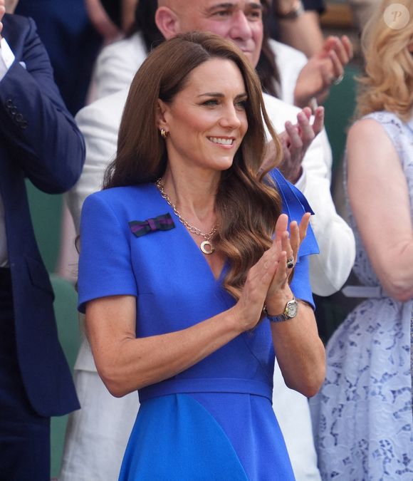 La princesse de Galles dans la loge royale le quatorzième jour des championnats de Wimbledon 2025 au All England Lawn Tennis and Croquet Club, Londres, Royaume-Uni, le 13 juillet 2025. Photo by Adam Davy/PA Wire/ABACAPRESS.COM