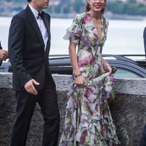 Charlotte Casiraghi et son compagnon Gad Elmaleh - Arrivées pour la soirée de mariage de Pierre Casiraghi et Beatrice Borromeo au château Rocca Angera (château appartenant à la famille Borromeo) à Angera sur les Iles Borromées, sur le Lac Majeur, le 1er août 2015.