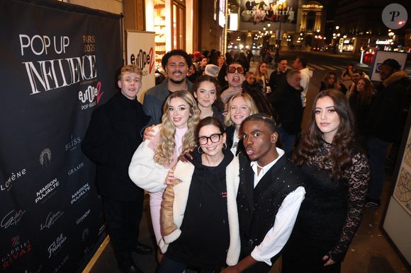 Charles, Emma, Noah, Julie, Lucie Bernardoni, Paul, Maia, Franck et Maureen (Star Academy 12) participent à la Pop Up Influence Party organisée par Aurelien Cassirame, à Paris, le 02 février 2025 à Paris, France. Photo par Jerome Domine - Abaca