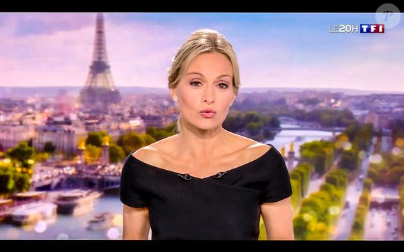 Audrey Crespo-Mara a fait son retour ce soir (25/07/2025) au JT de 20h de TF1 une semaine après les obsèques de son mari Thierry Ardisson. © Capture TV via Bestimage