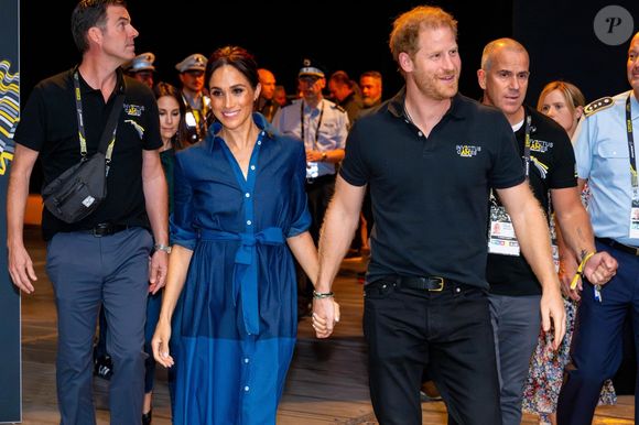 Dusseldorf, ALLEMAGNE - Le prince Harry, duc de Sussex, et Meghan Markle, duchesse de Sussex, lors de la sixième journée des Invictus Games 2023 au Merkur Spiel-Arena à Dusseldorf.