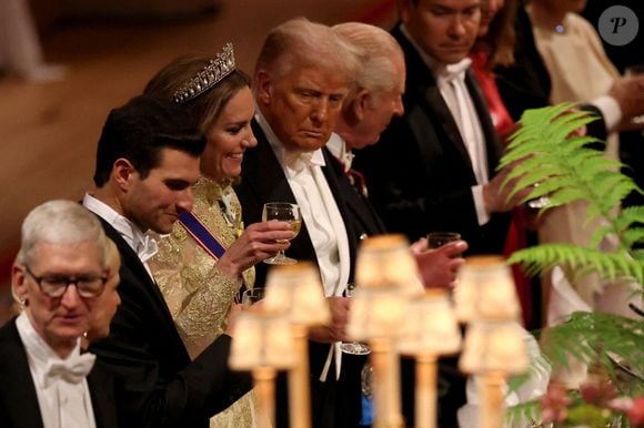Donald J. Trump et le roi Charles III d'Angleterre lors du banquet d'Etat au château de Windsor en l'honneur de la visite officielle de président Donald Trump et de la Première dame Melania au Royaume-Uni. © PA Photo/ Bestimage