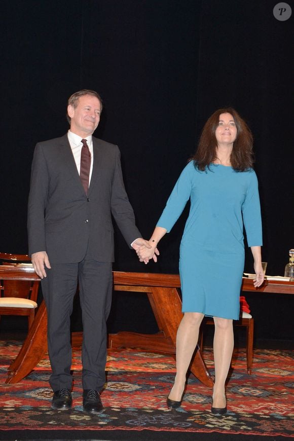 Francis Huster et Cristiana Reali pendant la pièce "Love Letters" au Théâtre Antoine à Paris, France, le 24 avril 2014. Photo by Max Colin/ABACAPRESS.COM