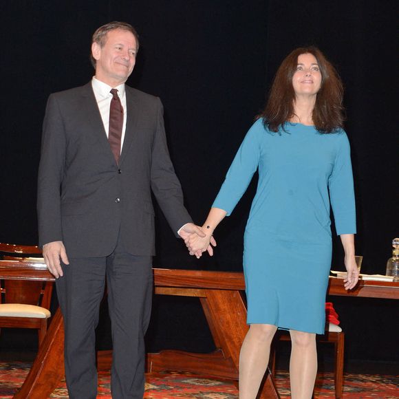 Francis Huster et Cristiana Reali pendant la pièce "Love Letters" au Théâtre Antoine à Paris, France, le 24 avril 2014. Photo by Max Colin/ABACAPRESS.COM