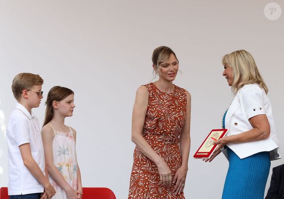 La princesse Charlène de Monaco et le prince Jacques et la princesse Gabriella - Cérémonie d'ouverture de la 6ème édition des Rencontres des Sites Historiques Grimaldi de Monaco, et remise des Trophées aux Officiels le 14 juin 2025. 
© Caudia Albuquerque / Bestimage