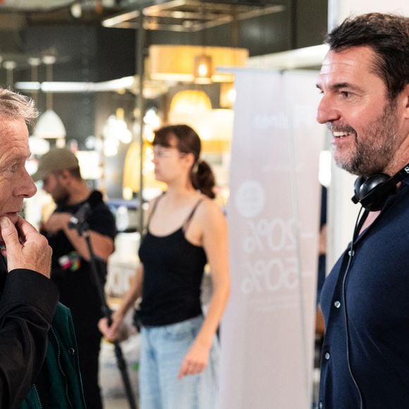 Exclusif - Franck Dubosc, Arnaud Ducret en backstage du tournage de l'émission "Panique au grand magasin" diffusée sur TF1. © Cyril Moreau/Bestimage