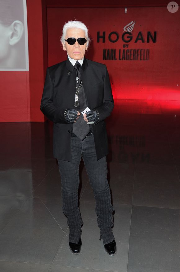 Karl Lagerfeld à la présentation de la collection de prêt-à-porter Hiver 2012 The Hogan. © Guillaume Gaffiot /Bestimage