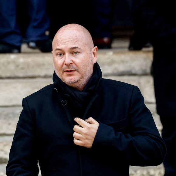Sébastien Cauet - Sorties des obsèques de Jean-Pierre Pernaut en la Basilique Sainte-Clotilde à Paris le 9 mars 2022