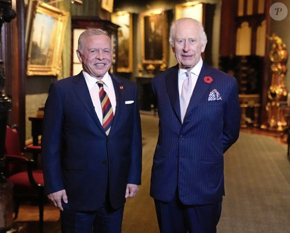 Le roi Charles III d'Angleterre reçoit le roi Abdallah II de Jordanie qui célèbre son jubilé d'argent. Château de Windsor, le 7 novembre 2024. © Alpha Press / Bestimage
