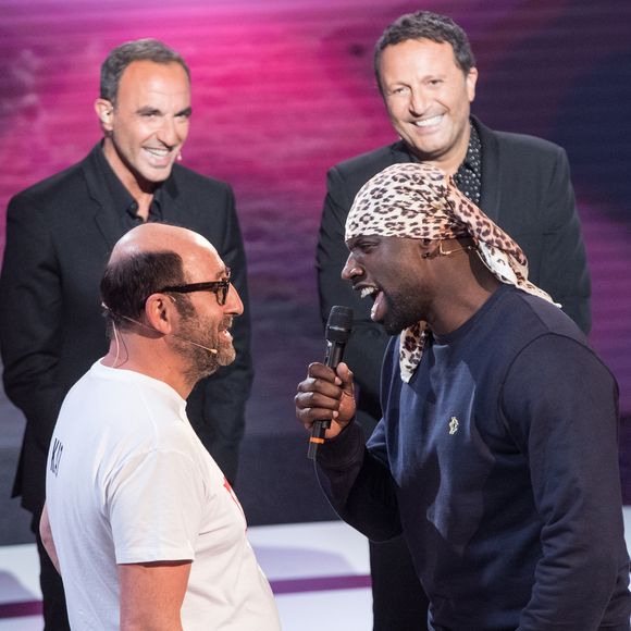 Exclusif - Nikos Aliagas, Arthur (Jacques Essebag), Omar Sy et Kad Merad - Enregistrement de l'émission "Les enfoirés jouent le jeu", qui sera diffusée le 30 novembre en prime time sur TF1. Le 18 novembre 2019
© Cyril Moreau / Bestimage