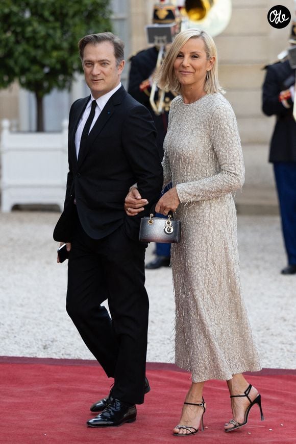 Renaud Capuçon et son épouse Laurence Ferrari arrivent pour assister à un dîner officiel organisé dans le cadre de la visite d'État du président américain en France, à l'Élysée, à Paris, le 8 juin 2024. Photo de Raphaël Lafargue/Abaca