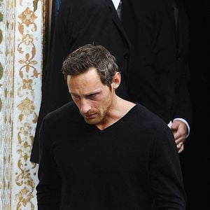 Franck Delay assistant à la messe de funérailles de l'acteur et chanteur français Filip Nikolic à l'église orthodoxe de Sainte-Geneviève-des-Bois, au sud de Paris, France, le 24 septembre 2009. Photo par Frederic Nebinger/ABACAPRESS.COM