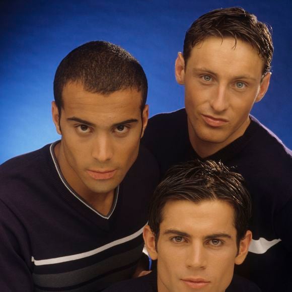 En France, à Paris, les 3 membres du groupe 2 BE 3, Adel KACHERMI, Filip NIKOLIC et Frank DELHAYE le 16 mai 1997. © Michel MARIZY via Bestimage