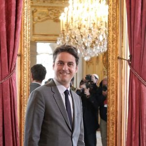 Le Premier ministre Gabriel Attal reçoit son homologue norvégien, Jonas Gahr Store pour un déjeuner de travail à l'hôtel Matignon à Paris, le 14 mai 2024.  © Stéphane Lemouton / Bestimage