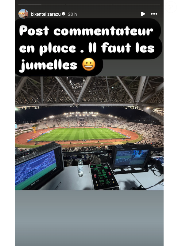 “Post commentateur en place. Il faut des jumelles”, écrit-il

Message de Bixente Lizarazu pendant Croatie-France. Instagram.
