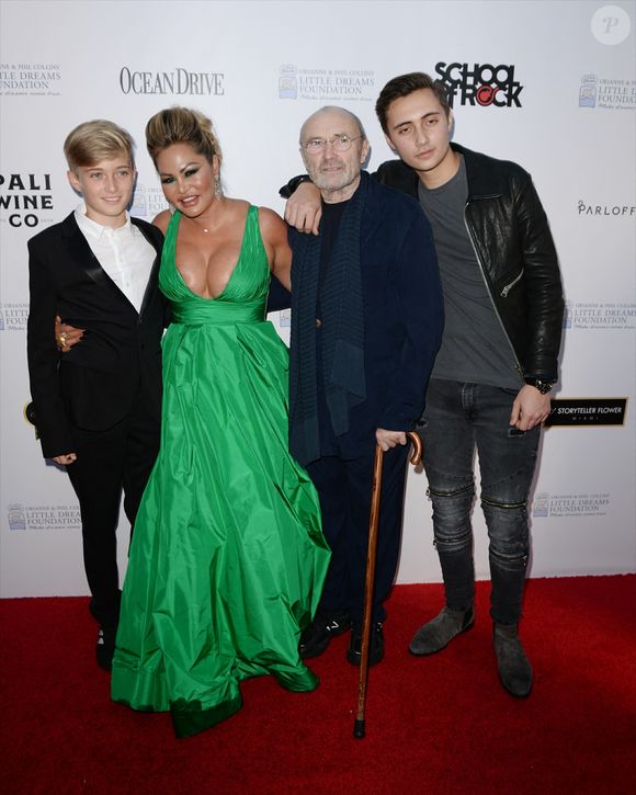 Matthew Collins, Orianne Collins, Phil Collins, Nicholas Collins assistant au gala de la fondation Little Dreams de Phil Collins, Miami, FL, États-Unis, le 15 novembre 2018. Photo par INSTARimages/ABACAPRESS.COM