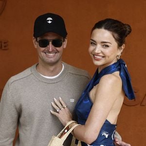 Miranda Kerr et son mari Evan Spiegel lors des Internationaux de France de Tennis de Roland Garros 2026, à Paris, France, le 7 juin 2026. © Jacovides-Moreau/Bestimage